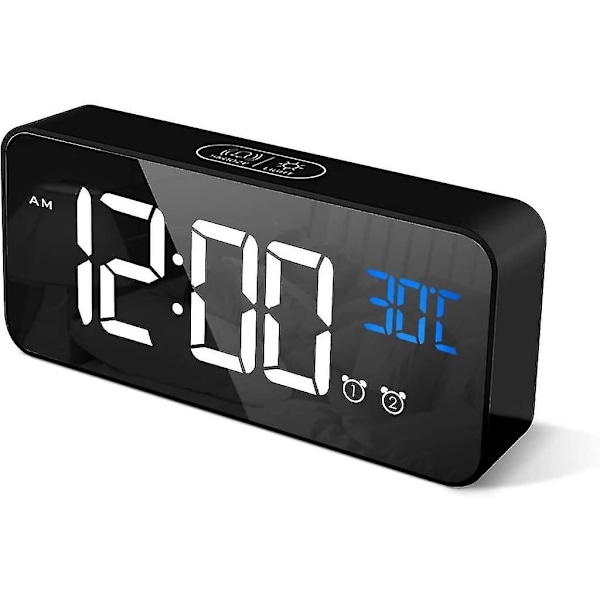 Digital väckarklocka, LED digital klocka Bordsklocka med röststyrningsfunktion och temperaturdisplay, M null none