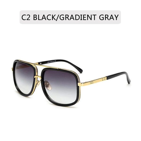 Nytt mode Stora ram Solglasögon Män Fyrkantiga metall Solglasögon Dam Retro Solglasögon Vintage Hög kvalitet Gafas Oculos De Sol C2 Other