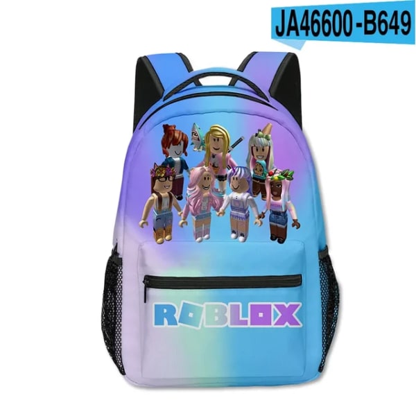 ROBLOX Virtual World Primary Secondary School Skolväska Ryggsäck Mochila Ryggsäck kawaii Cartoon Presents Skolväska Mochila Fully printed bag--B