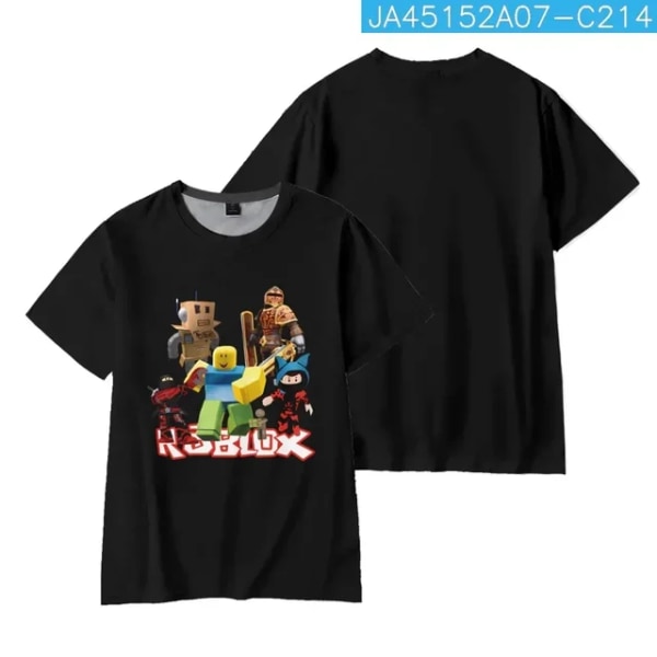 Barnkläder ROBLOX Tecknat print Skarva T-shirt O-ringad Sport T-shirt Pojkar Flickor Toppar Hög kvalitet Kortärmad Bästa present A 160CM