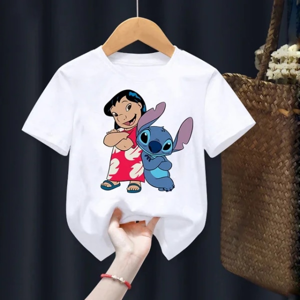 Disney Lilo Stitch Barn T-shirt Kawaii T-shirt Anime Tecknade Barn Casual T-shirt Barn Flicka Pojke Mode Y2K Topp 011651 120