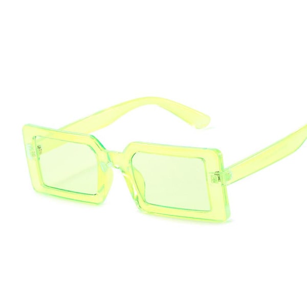 Små rektangulära damsolglasögon Retro märkesdesigner solglasögon fyrkantiga vintage Zonnebril Dames linser dekorativa Yellow Green Other