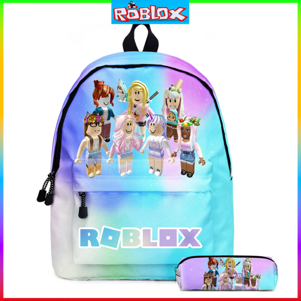 A-SET Roblox Primär- och mellanstadieelever Skolväska Pennaväska Måltidsväska Pojkar Flickor Anime Mochila Födelsedagspresent för barn A Schoolbag-02
