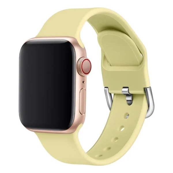 Lämplig för äpplen Mjuk silikonrem för Apple Watch Band 41mm 45mm 38mm 42mm 40 41mm Smart Watchband Armband För iWatch Series 9 8 7 6 Yellow 38 40 41 mm M-L