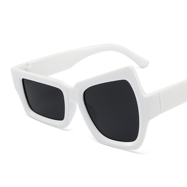 Mode Irregular Square Solglasögon Man Mode Märke Designer Personlighet Solglasögon Man Vit Svart Spegel Oculos De Sol White Gray Other