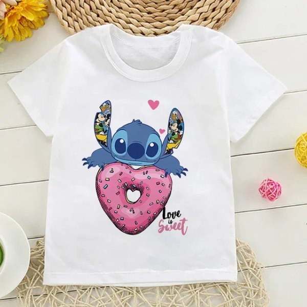 Barn T-shirt i bomull Barn Disney Lilo Stitch Tecknad T-shirt Stitch Söt Manga T-shirt Y2k Grafisk T-shirt Tjej Pojke Topp T-shirts 967 100