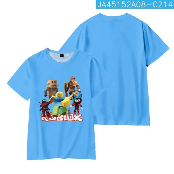 Barnkläder ROBLOX Tecknat print Skarva T-shirt O-ringad Sport T-shirt Pojkar Flickor Toppar Hög kvalitet ren bomull Kortärmad 8 140CM