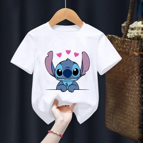 Disney Lilo Stitch Barn T-shirt Kawaii T-shirt Anime Tecknade Barn Casual T-shirt Barn Flicka Pojke Mode Y2K Topp 011644 110