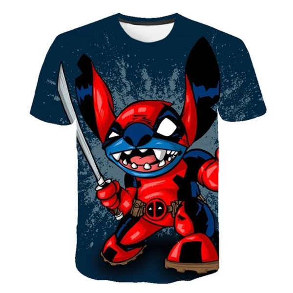 Lilo & Stitch T-shirt för barn Anime Sommarmode Tecknad barnpojke Flickor One Piece T-shirts Sonic Marios Kortärmad 11 150