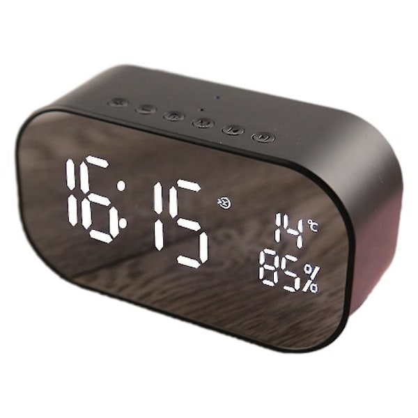 Väckarklocka Display Ljud Trådlös Bluetooth Bass Creative Desktop Bedside Högtalare Black