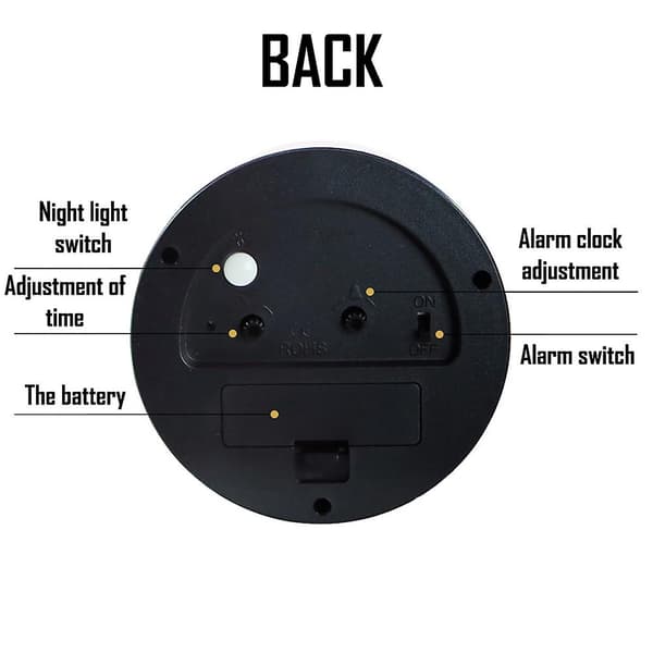 Rund metallväckarklocka, skrivbordsklocka, Silent Scan Night Light Clock Style5 null none