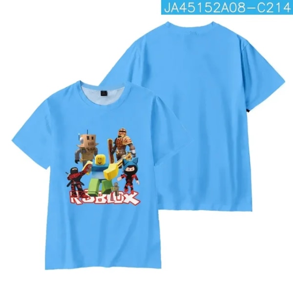 Barnkläder ROBLOX Tecknat print Skarva T-shirt O-ringad Sport T-shirt Pojkar Flickor Toppar Hög kvalitet Kortärmad Bästa present 7 130CM