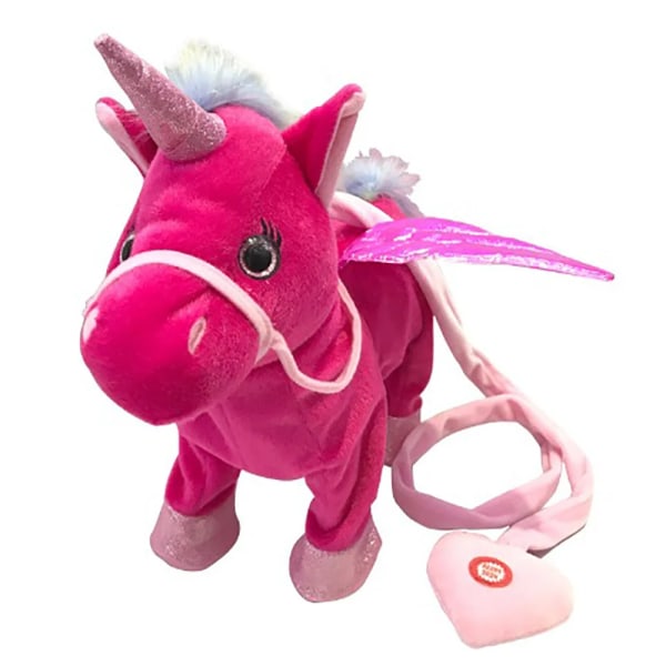 Elektrisk gå och sjunga Unicorn Plyschleksak Gosedjur Pegasus Ponnyleksaker 35cm Musik Enhörningsleksak för barn Julklappar Pink