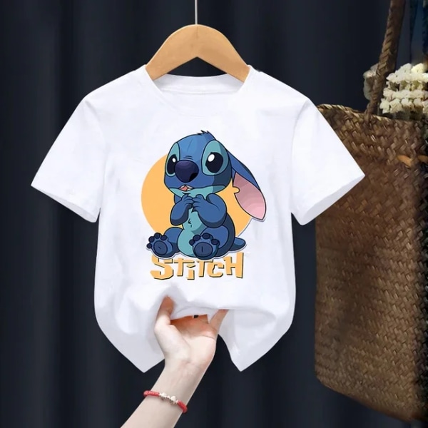 Disney Lilo Stitch Barn T-shirt Kawaii T-shirt Anime Tecknade Barn Casual T-shirt Barn Flicka Pojke Mode Y2K Topp 011634 100