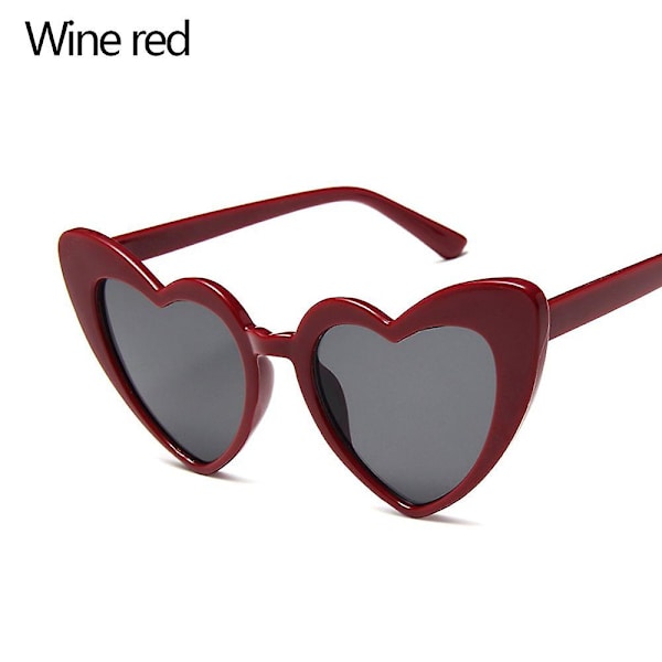 Kärlek Hjärtformade solglasögon Kvinnor Stor ram Mode Söt Sexig Retro Cat Eye Vintage Solglasögon Uv400 Skydd Unisex 01 Wine red none