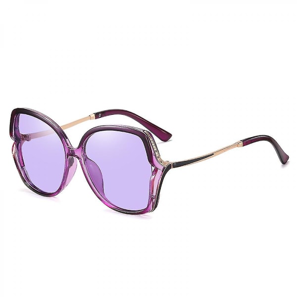 Polariserade solglasögon för kvinnor Stor båge Färgskiftande mode Metallglasögonxq-sg595