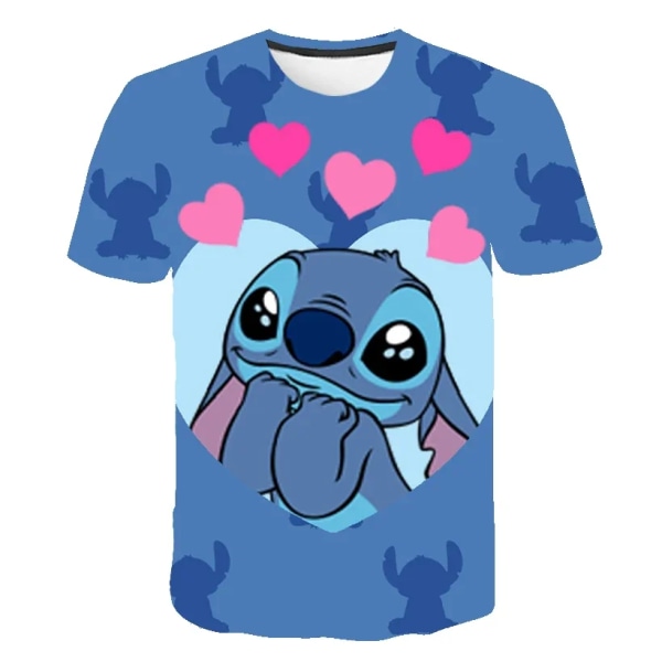 Kawaii Lilo Stitch Rolig tecknad T-shirt Barnstygn Söt Manga T-shirt Y2k Grafisk T-shirt för flickor Streetwear Boys Top Tees 14 140