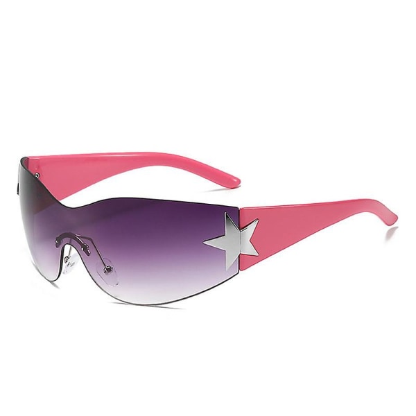 Lyxiga Punk Sportsolglasögon Dam Märkesdesigner Y2k One Piece Solglasögon Herr Goggle Shades Uv400 Femstjärniga modeglasögon A rose 1 pair