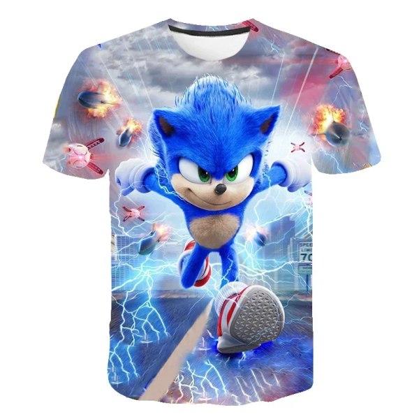 2023 Nya barn tecknade söta kläder Sommar Barn Pojkar T-shirt Printed kortärmad Baby Girls T-shirt Sonic kortärmad 1 150