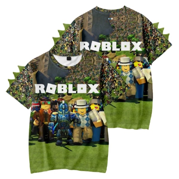 2024 Nytt 3D-sommarspel ROBLOX Printed barnkläder Dinosaurie Kortärmad T-shirt Fashionabla och mångsidiga J 130CM