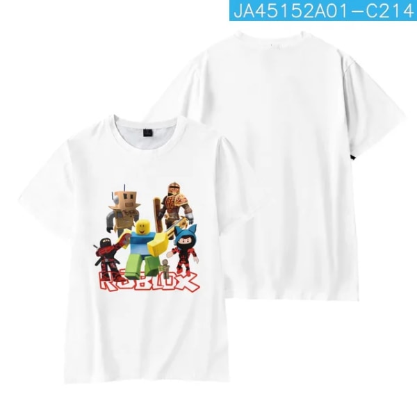 Barnkläder ROBLOX Tecknat print Skarva T-shirt O-ringad Sport T-shirt Pojkar Flickor Toppar Hög kvalitet ren bomull Kortärmad 1 160CM