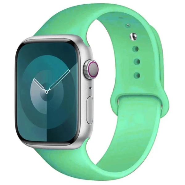 Lämplig för äpplen Silikon sportband för Apple Watch -rem49mm 44mm 45mm 40mm 41mm 42mm 38mm armband iwatch series9 8 7 6 5 4 3SE Ultra  Mint Gr 49mm-42-44-45mm M-L