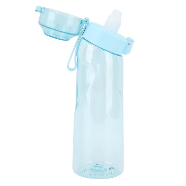 Doftvattenflaska 650 ml pop-up cover Transparent Portabel utomhussportdoft Vattenkopp med halmblå null none