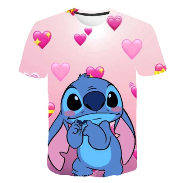 Kawaii Lilo Stitch Rolig tecknad T-shirt Barnstygn Söt Manga T-shirt Y2k Grafisk T-shirt för flickor Streetwear Boys Top Tees 1 140