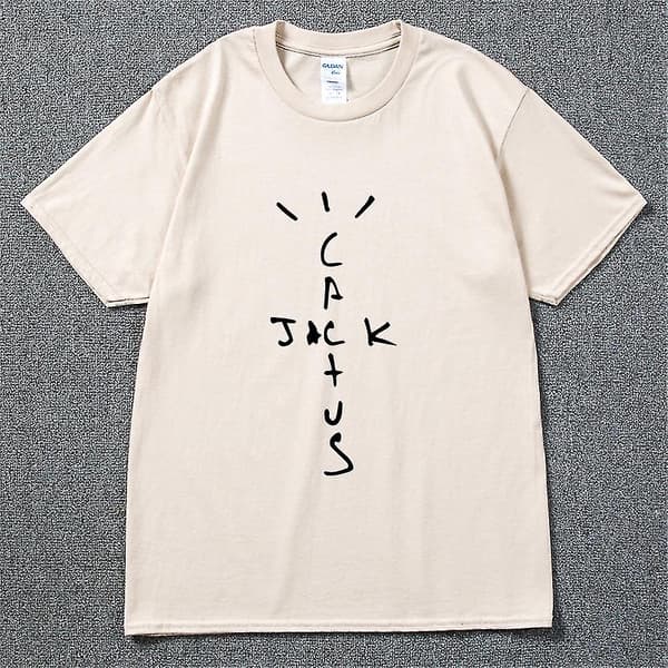 Mode Hip Hop Herr Tshirt Tour Kortärmad Cactus Jack Print Kanye West Basic Par Lös Kortärmad T-shirt Light Blue  2 M