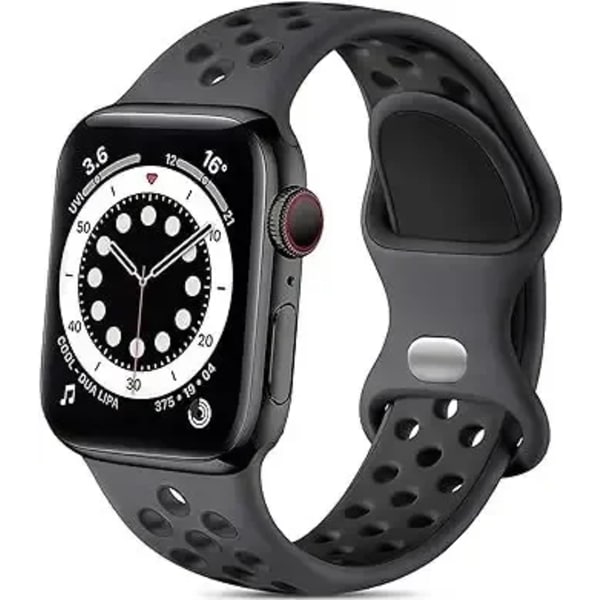 Lämplig för äpplen Rem För Apple Watch Band 49mm 44mm 45mm 42mm 41mm 38mm 40mm correa Silikon sportarmband iwatch 8 SE 7 6 5 Ultra 49 Grey Black 38 40 41mm