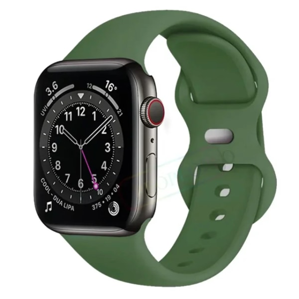 Lämplig för äpplen Silikonrem För Apple Watch Band 44mm 40mm 45mm 42-38-41mm original 1 1 armband iwatch series 8 7 se 3 4 5 6 9 ultra 6 Army green 49mm-42-44-45mm M-L