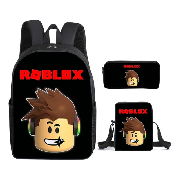 3PC-SET 3D-utskrift Roblox-spel som omger Primär- och gymnasieelever Ryggsäck Satchel Pen Väska Anime Cartoon Mochila 3PC--03