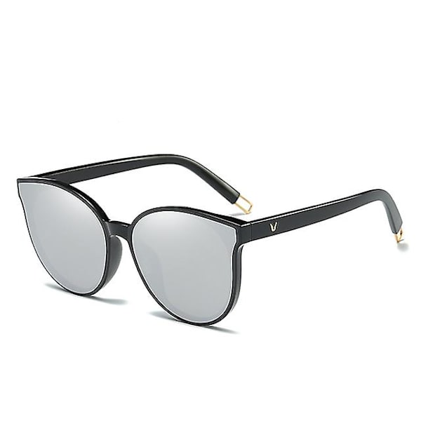 2023 Mode Färg Lyx Flat Top Cat Eye Elegant Solglasögon Kvinna Oculos De Sol Män Twin Beam Oversized Solglasögon Uv400 black silvier As Picture