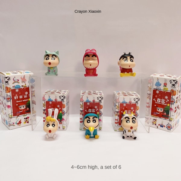 En uppsättning Crayon Shin-Chan Anime Model Tide Play Blind Box