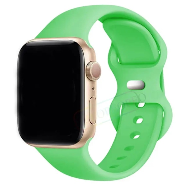 Lämplig för äpplen Silikonrem För Apple Watch Band 44mm 40mm 45mm 42-38-41mm original 1 1 armband iwatch series 8 7 se 3 4 5 6 9 ultra 74 Bright Green 38mm-40mm-41mm S-M