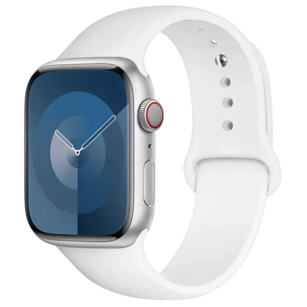 Lämplig för äpplen Silikon sportband för Apple Watch -rem49mm 44mm 45mm 40mm 41mm 42mm 38mm armband iwatch series9 8 7 6 5 4 3SE Ultra White 38mm-40mm-41mm M-L