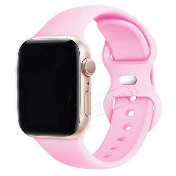 Lämplig för äpplen Silikonrem För Apple Watch Band 44mm 40mm 45mm 42-38-41mm original 1 1 armband iwatch series 8 7 se 3 4 5 6 9 ultra 12 Pink 38mm-40mm-41mm S-M