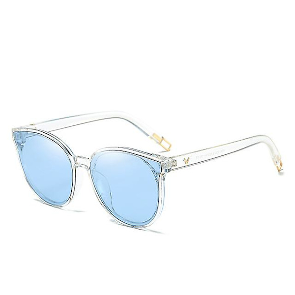 2023 Mode Färg Lyx Flat Top Cat Eye Elegant Solglasögon Kvinna Oculos De Sol Män Twin Beam Oversized Solglasögon Uv400 clear blue As Picture