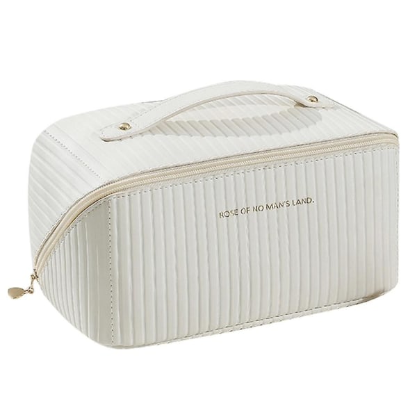 Kudde kosmetisk väska Stor kapacitet Bärbar kosmetisk väska förvaringsväska, gjord av Pu white