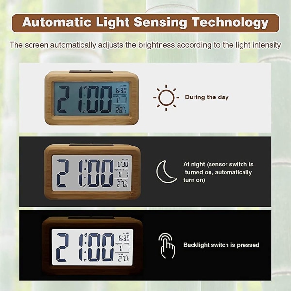 Digital väckarklocka i trä,acsergery stor ledskärm,acsergery 12/24 timmar null none