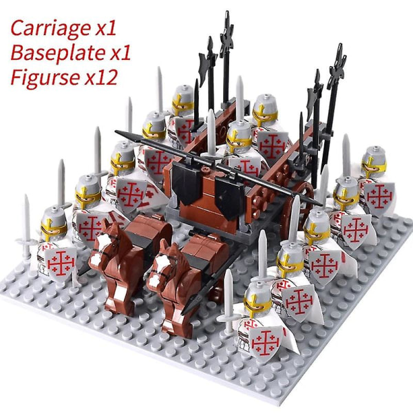 Medeltida riddare mini actionfigurer byggstenar romersk vagn vagn soldat krigshäst tegelstenar leksaker för barn present Set 46 none