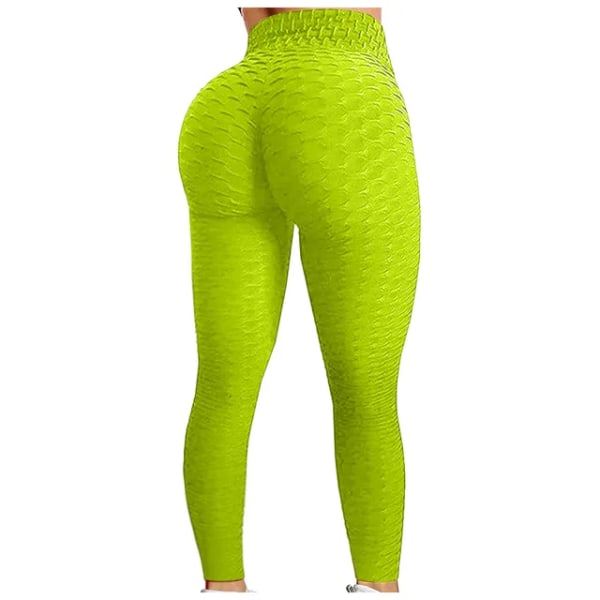 Yogabyxor med hög midja för kvinnor Magkontroll Slimming Booty Leggings Träning Löpning Strumpbyxor Yellow XL