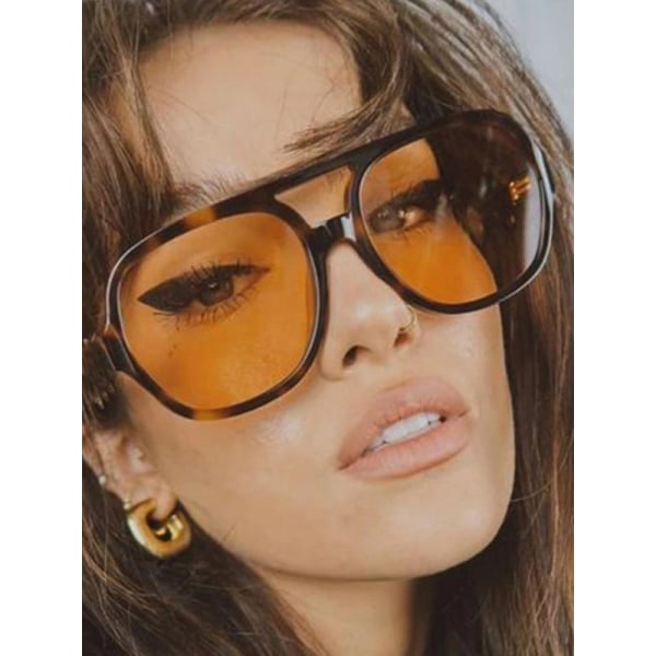 Vintage överdimensionerade solglasögon Kvinnor Retro Märke Stor Ram Solglasögon Kvinna Svart Gul Ins Stil Fyrkantiga Glasögon Oculos De Sol C01 only 1pcs Uv400