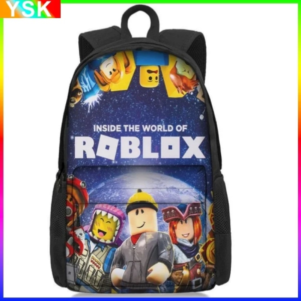 Roblox med fack Primär- och mellanstadieelever Skolväska Sportryggsäck Lightening Pojkar Flickor Cosplay Anime Mochila A