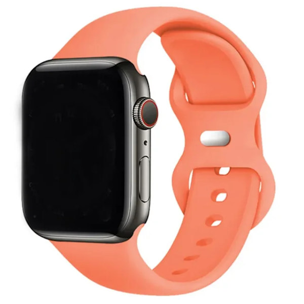 Lämplig för äpplen Silikonrem För Apple Watch Band 44mm 40mm 45mm 42-38-41mm original 1 1 armband iwatch series 8 7 se 3 4 5 6 9 ultra 42 peach 38mm-40mm-41mm M-L