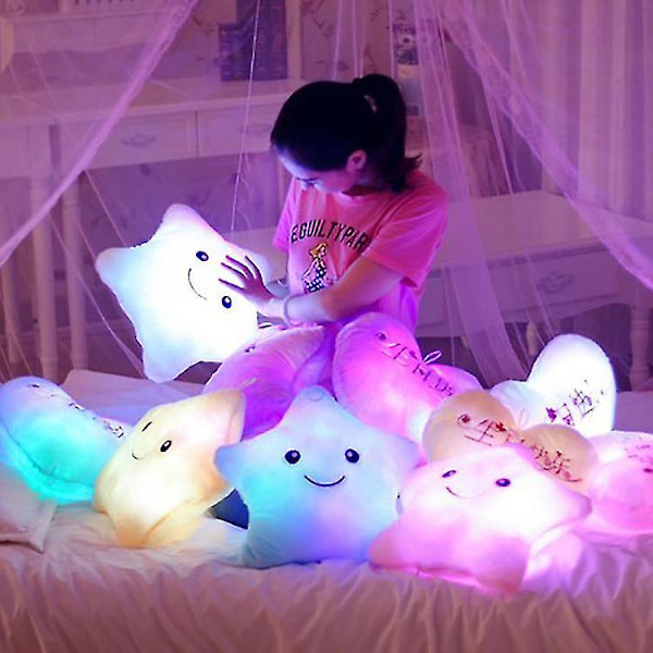 Glödande Twinkle Led Light Stars Kudde Plysch Fylld Söt Star Chart Toy Multicolour