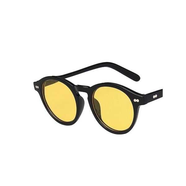 Retro mode solglasögon för män kvinnor vintage liten rund ram solglasögon gul lins Uv400 glasögon solglasögon glasögon 3 with pouch and cloth