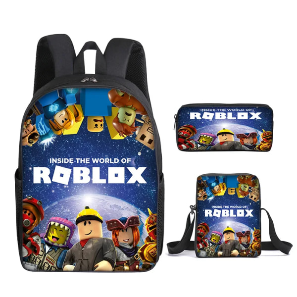 3PC-SET 3D-utskrift Roblox-spel som omger Primär- och gymnasieelever Ryggsäck Satchel Pen Väska Anime Cartoon Mochila 3PC--02