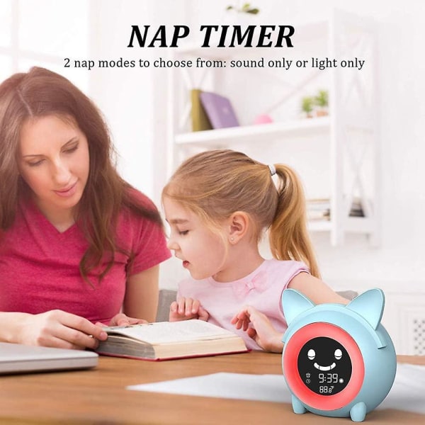 Barnväckarklocka LCD Digital Wake Up Clock Sleep Trainer med 5 färger nattljus och timer för barn sömntrainer, Kids Wake Up Ligh null none