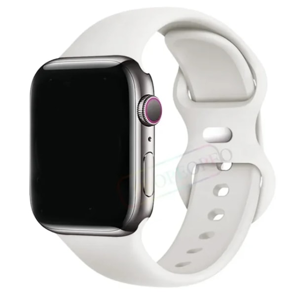 Lämplig för äpplen Silikonrem För Apple Watch Band 44mm 40mm 45mm 42-38-41mm original 1 1 armband iwatch series 8 7 se 3 4 5 6 9 ultra 10 stone white 49mm-42-44-45mm M-L